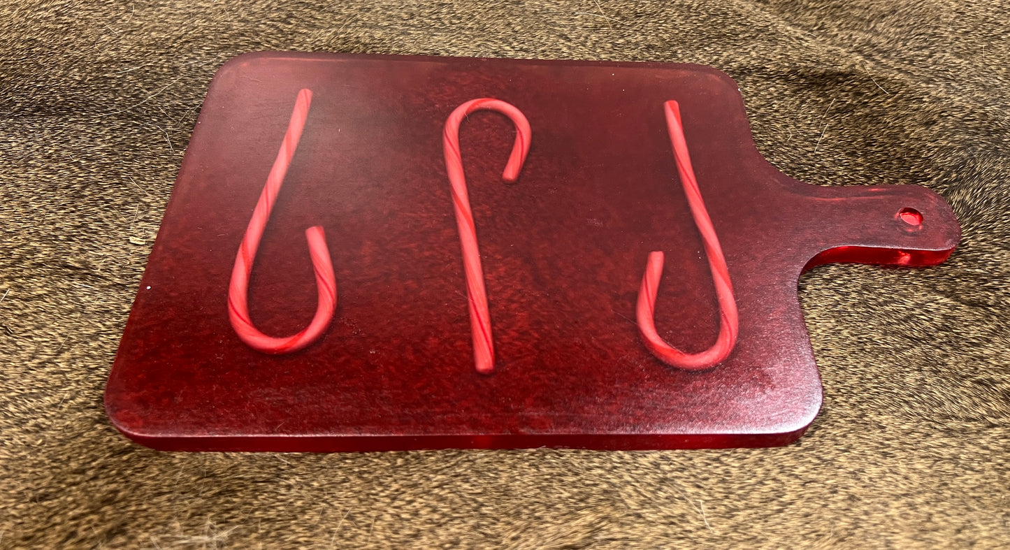 Serving board | Red Epoxy | Candy Canes