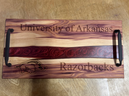 Charcuterie Board | Red Epoxy | Arkansas Razorbacks
